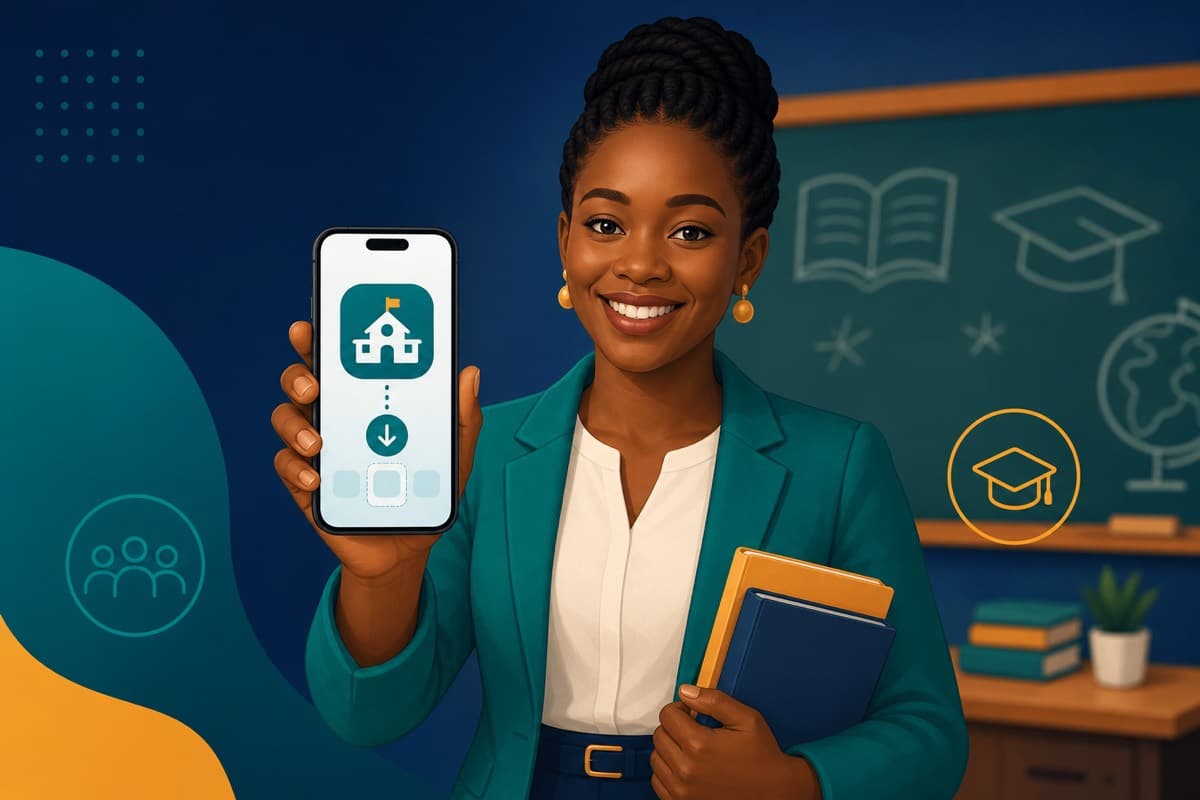 Teacher installing ShuleOS on a smartphone